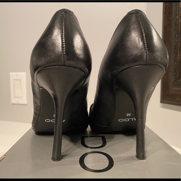 Black Leather Stilettos - Picture 4 of 5